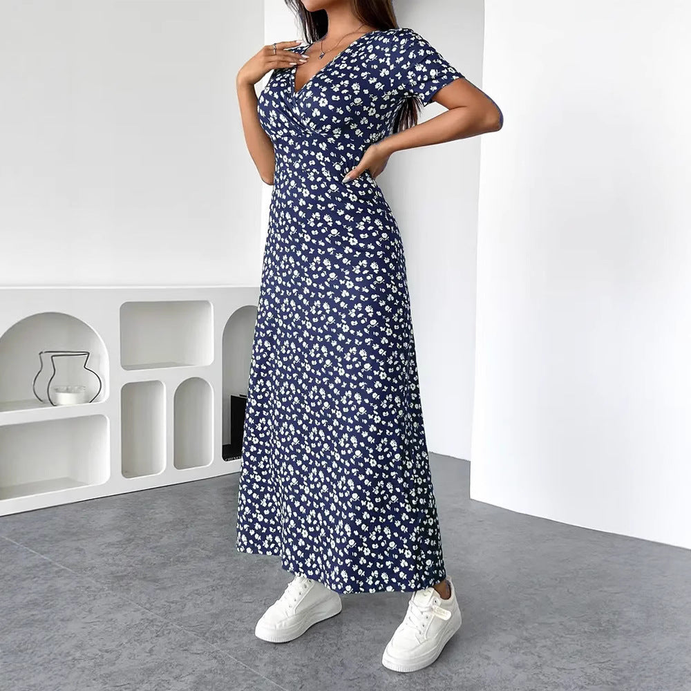 Damen Maxikleid mit floralem Wickeldesign und praktischen Seitentaschen R&B