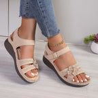 Damen Sandalen mit floralem Design und verstellbaren Riemen R&B