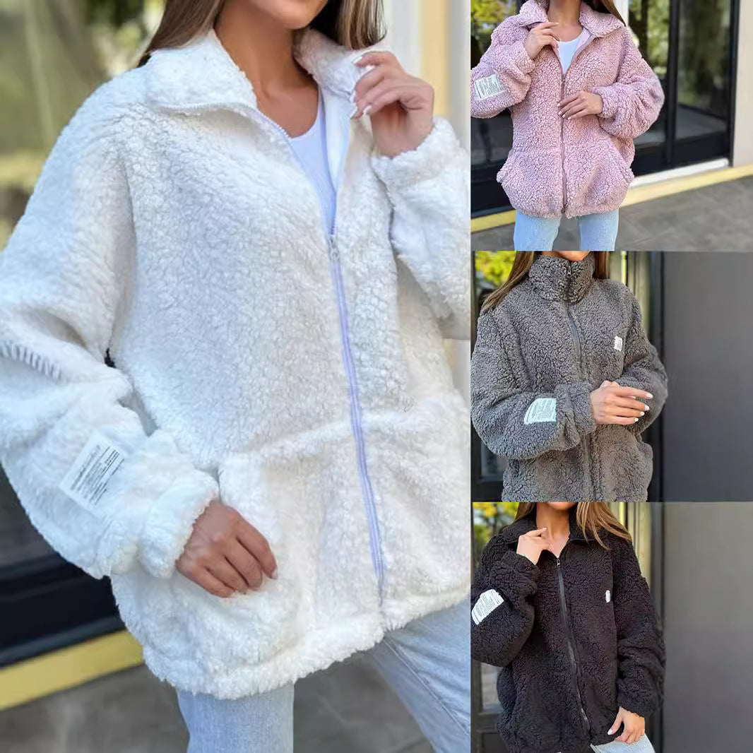 Damen Kuschelige Fleecejacke mit praktischen Taschen und hohen Kragen R&B