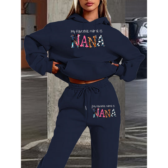 Damen Jogginganzug mit kreativem Schriftzug und bequemer Passform R&B