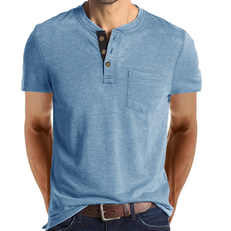 Herren T-Shirt mit strukturiertem Kragen und Brusttasche R&B