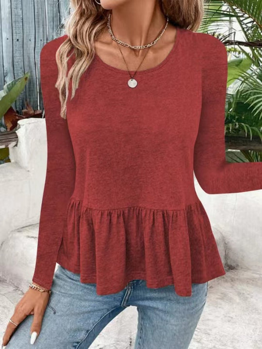Damen Langarmshirt mit voluminösem Peplumschnitt R&B