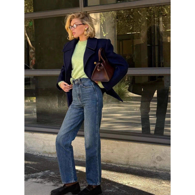 Damen Wollmantel mit doppeltem Knopfverschluss und elegance Schnitt R&B