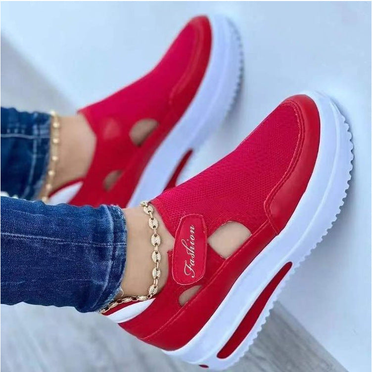 Damen modische Slip-On Sneaker mit atmungsaktiver Mesh-Oberfläche und flexiblem Sohlen-Design