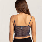 Damen gepunktetes Crop-Top mit verstellbaren Trägern R&B