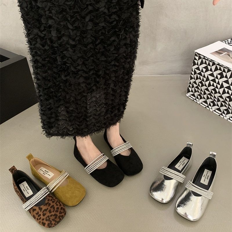 Damen elegante Ballerinas mit modischem Strass-Riemchen R&B