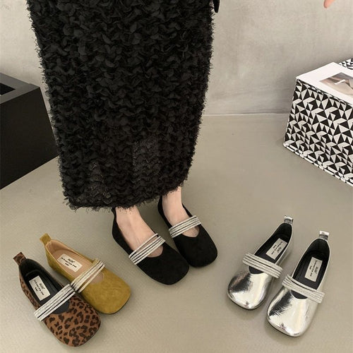 Damen elegante Ballerinas mit modischem Strass-Riemchen R&B