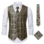 Herren elegante Anzugweste mit eleganten Paisley-Muster und passendem Zubehör R&B