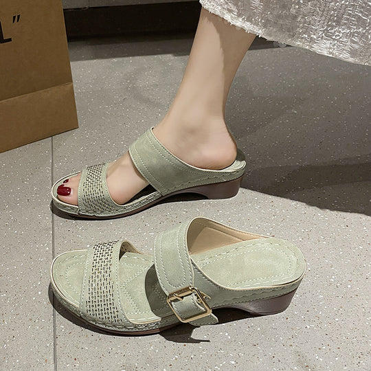 Damen Komfortable Clogs mit hochwertiger Schnallenverzierung R&B