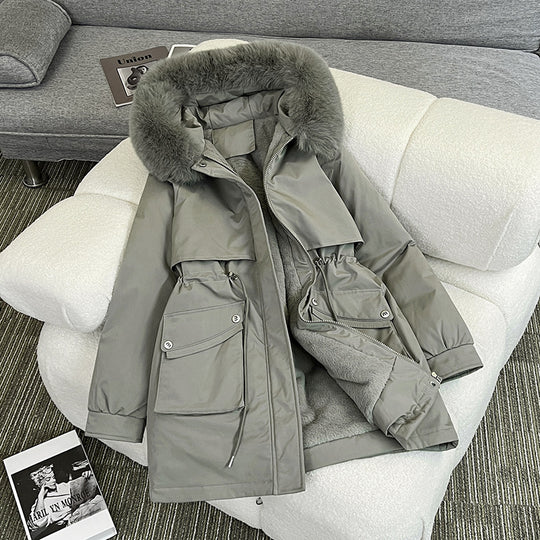 Damen Modischer Winterparka mit kuscheligem Innenfutter und praktischen Taschen R&B