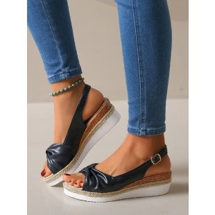 Damen Wedge-Sandaletten mit elegantem Knoten-Design R&B