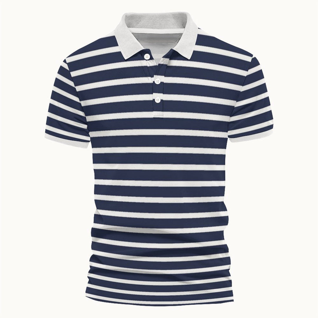 Herren Polo-Shirt mit maritimem Streifenmuster und kontrastierendem Kragen R&B