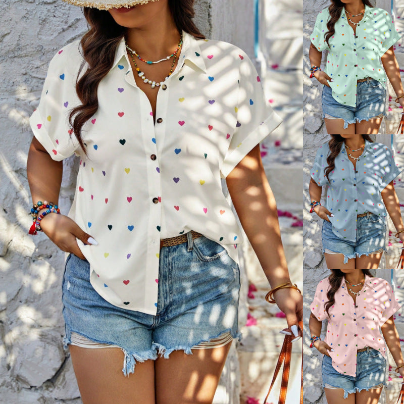 Damen Bluse mit buntem Herzmotiv R&B