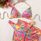 Damen Bikini-Set mit raffinierter Schnürung und floralem Muster R&B