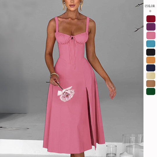 Damen elegante A-Linien Kleid mit charmanten Rüschendetails R&B