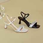Damen Glitzernde Slingback Sandalen mit elegantem Absatz