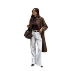 Damen modische Trenchcoatjacke mit lässigem Schnitt und Gürtel R&B