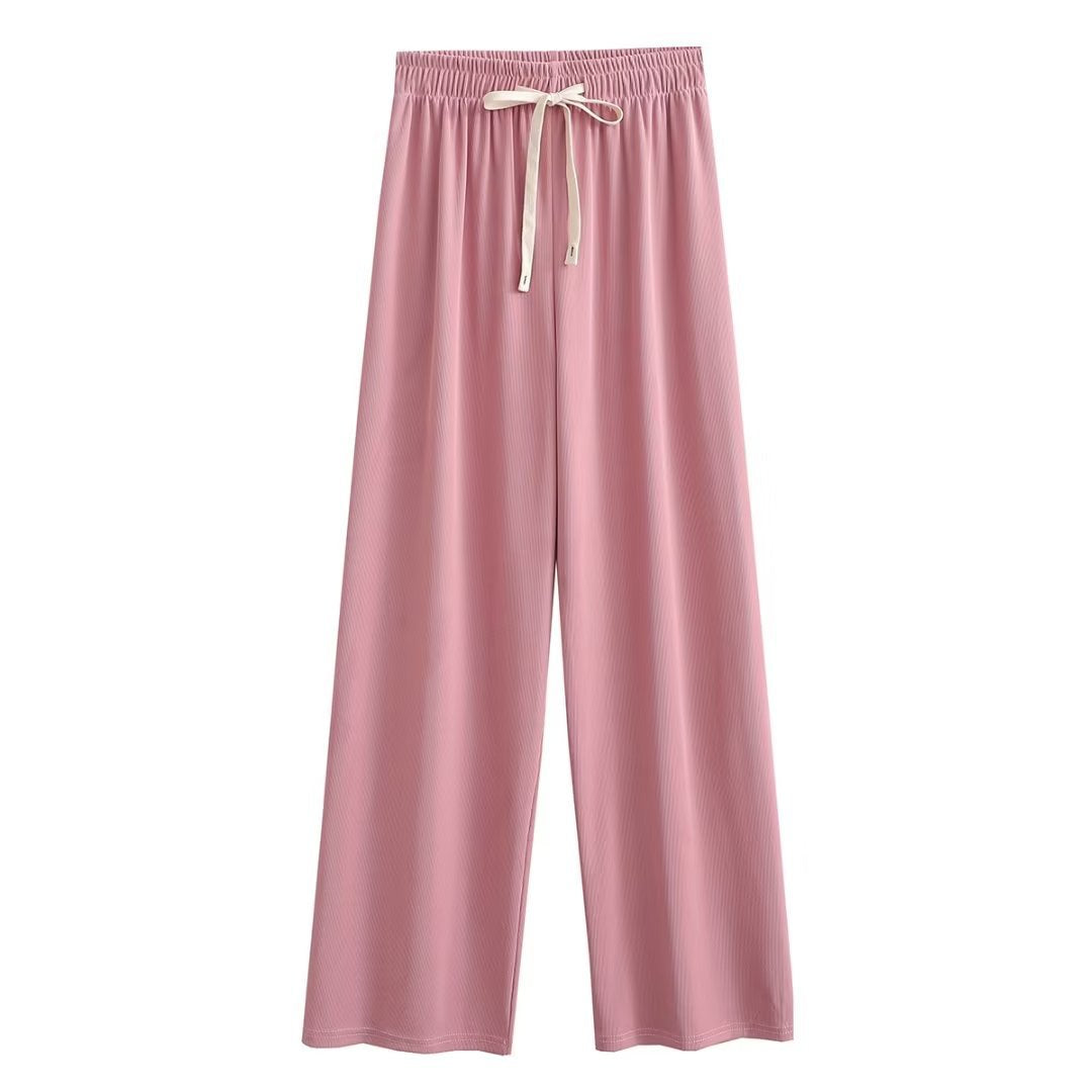 Damen weite Palazzohose mit elastischem Bund und dekorativem Kordelzug R&B