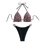 Damen Triangel-Bikini-Set mit floralem Muster und Rüschen