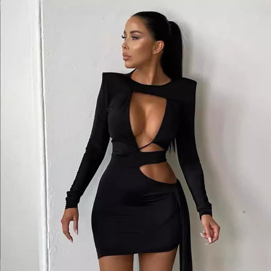 Damen figurbetontes Cocktailkleid mit innovativen Cut-Out-Details R&B