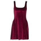 Damen Kurzkleid mit Quadrat-Ausschnitt und fließendem Rock R&B