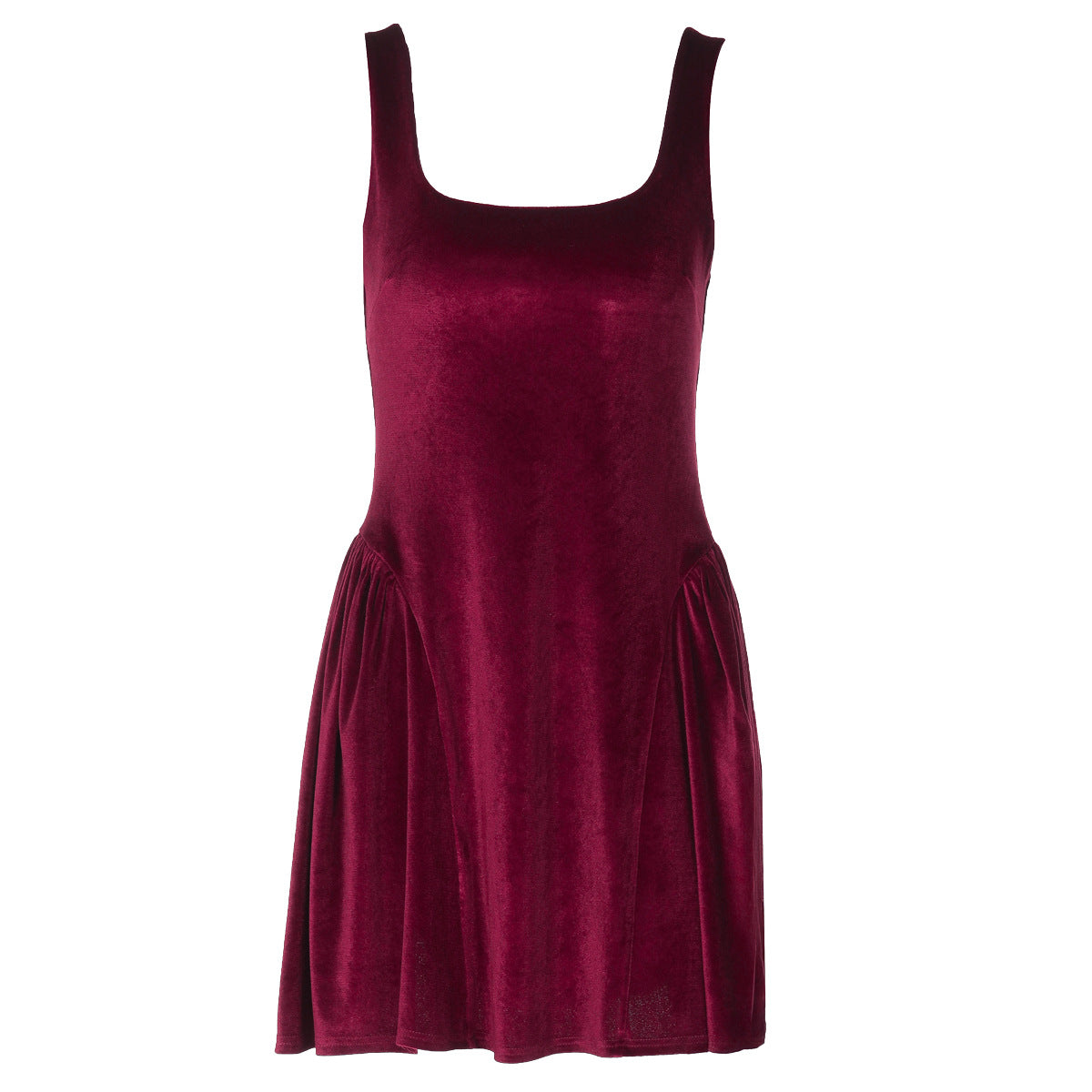 Damen Kurzkleid mit Quadrat-Ausschnitt und fließendem Rock R&B