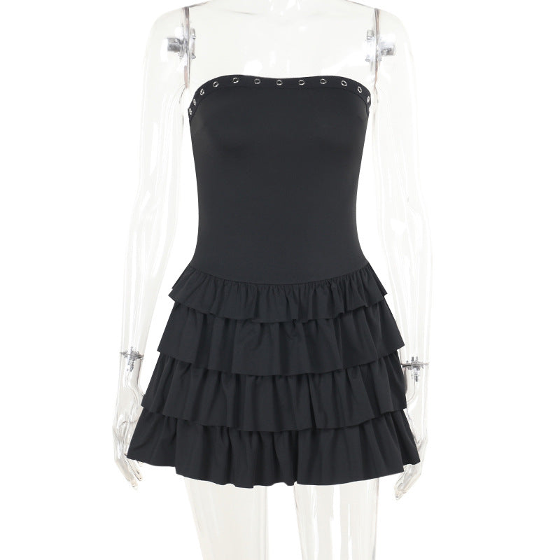 Damen Rüschensommerkleid mit schulterfreiem Design R&B