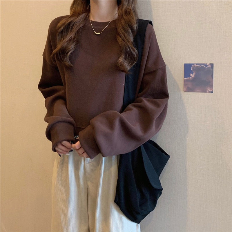 Damen lässiger Oversized-Sweatshirt mit Komfort-Kragen und weichen Bündchen