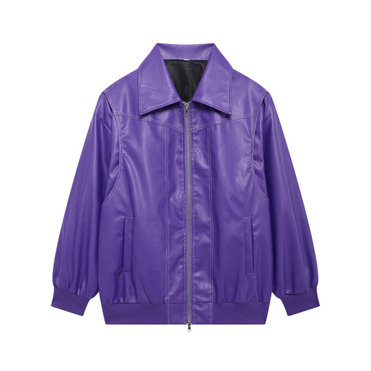 Damen Kunstlederjacke mit lässigem Schnitt und elastischem Saum R&B