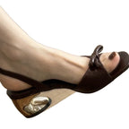 Damen elegante Slingback-Sandalen mit zierlichem Schleifendetail R&B