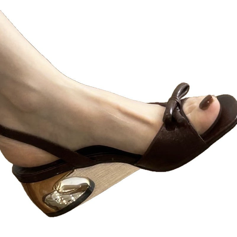 Damen elegante Slingback-Sandalen mit zierlichem Schleifendetail R&B