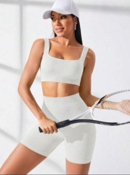 Damen Sportliches Set mit gerafftem Oberteil und hohem Bund R&B