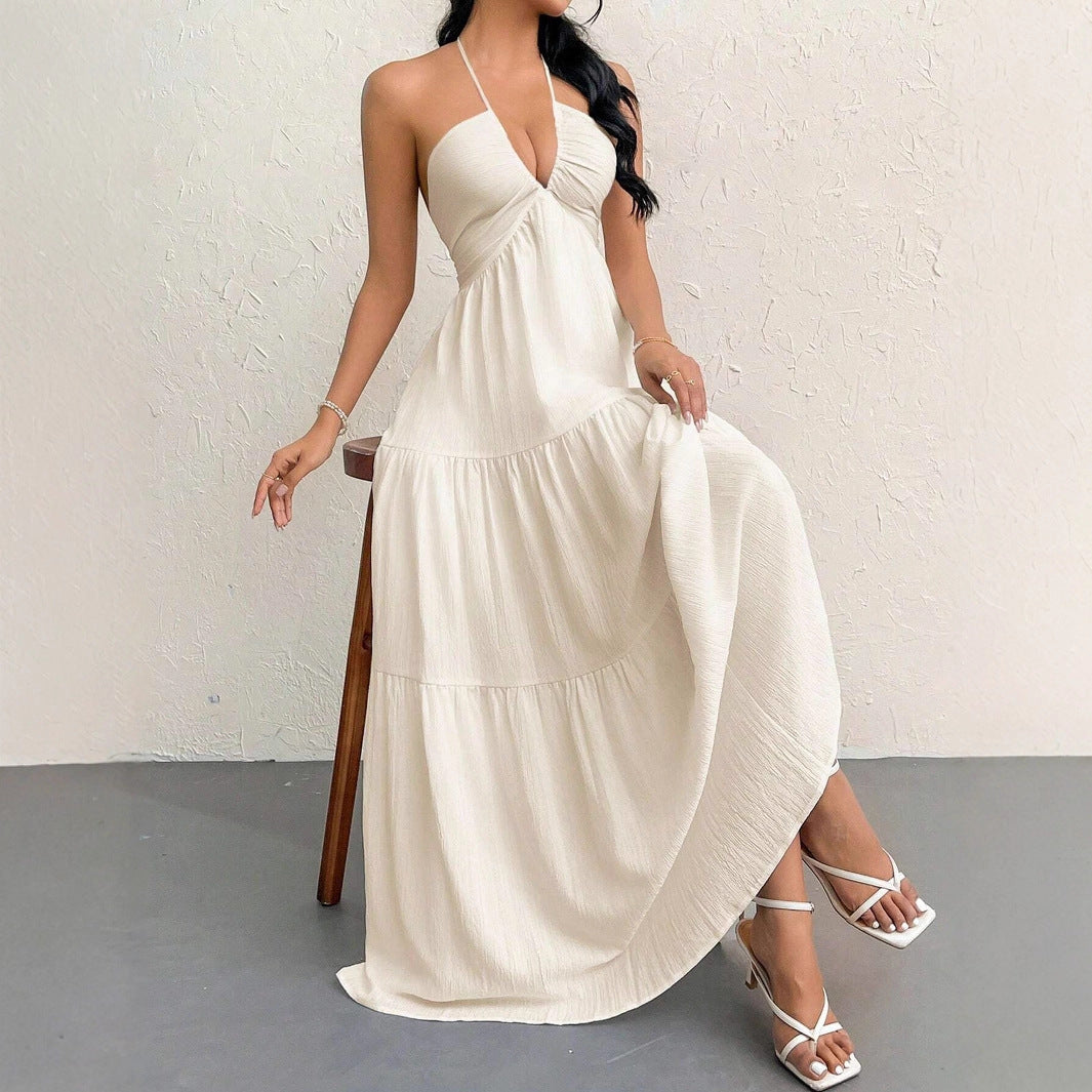 Damen Maxikleid mit schulterfreiem Design und Faltenwurf R&B