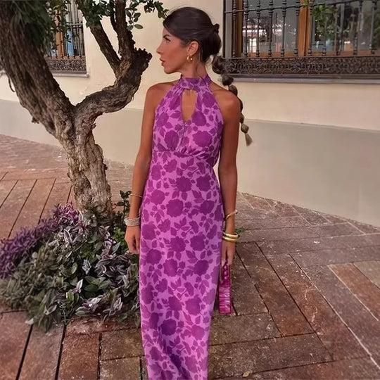 Damen Maxikleid im floralen Design mit elegantem Rückenausschnitt R&B