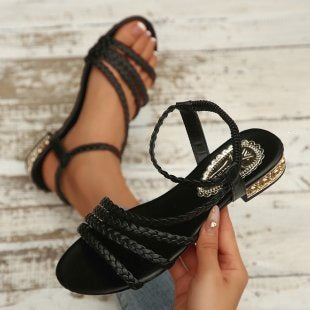 Damen geflochtene Riemensandaletten mit glamourösem Absatz R&B