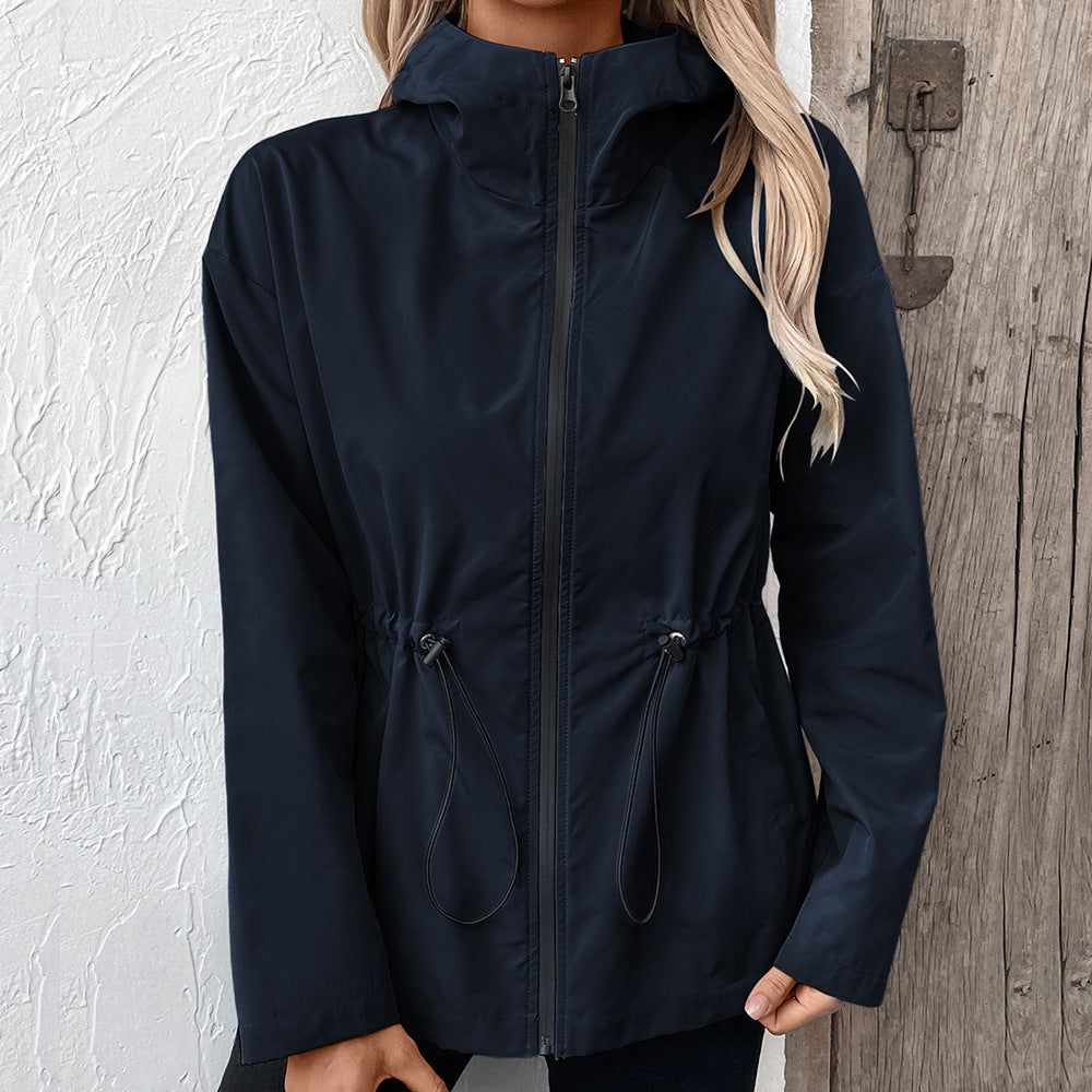 Damen leichte Kapuzenjacke mit einstellbarem Bund R&B