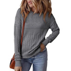 Damen Strickpullover mit strukturiertem Muster und Rundhalsausschnitt R&B