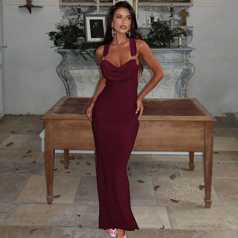 Damen Elegantes Maxikleid mit raffinierten Drapé-Details R&B