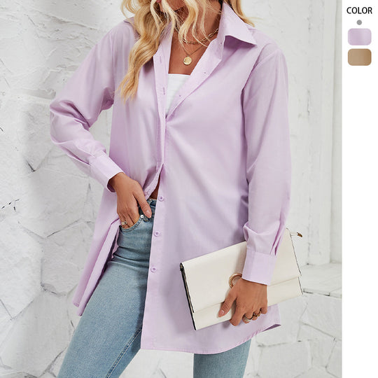 Damen Hemdbluse mit elegantem Oversized-Schnitt und klassischen Knopfdetails R&B