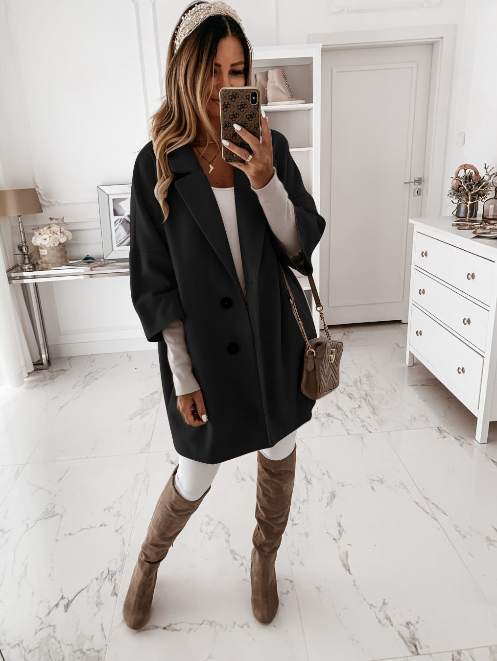 Damen Modischer Oversized Mantel R&B