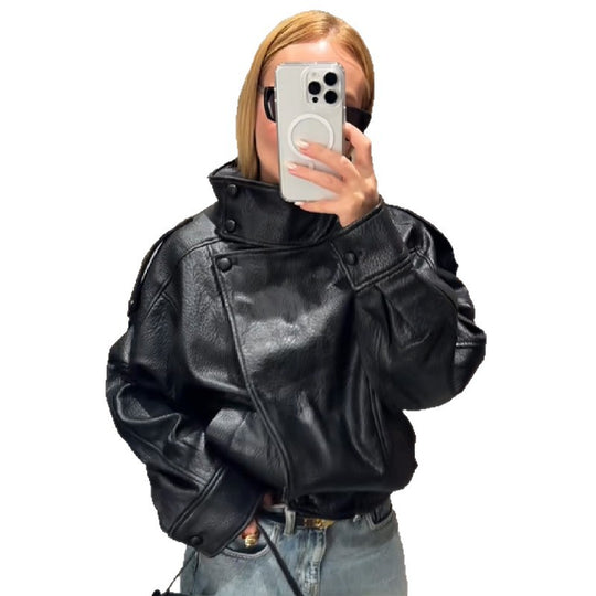 Damen elegante und voluminöse jacke mit Stehkragen R&B