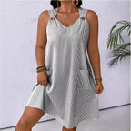 Damen Freizeitkleid mit schmalen Trägern und praktischen Taschen R&B