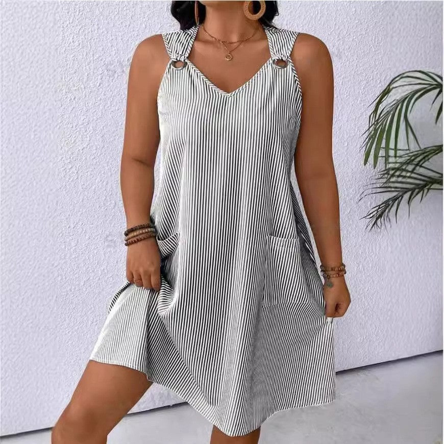Damen Freizeitkleid mit schmalen Trägern und praktischen Taschen R&B