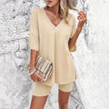 Damen Bequemes T-Shirt und Radlerhose Set R&B