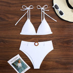 Damen Triangel-Bikini-Set mit verstellbaren Trägern und elegantem Bund R&B