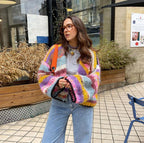 Damen Strickjacke mit voluminösen Ärmeln und farbverlaufendem Design R&B