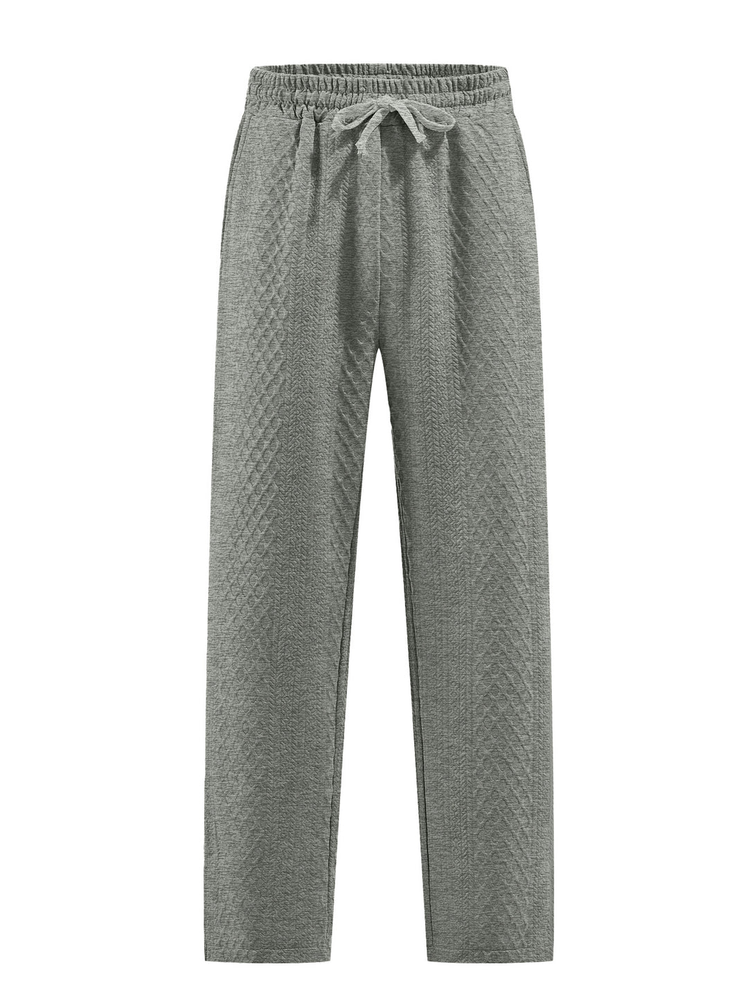 Damen nan komfortable strukturierte Loungehose mit elastischem Kordelbund und geradem Bein R&B