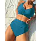 Damen High-Waist Bikini mit elegantem Wickeldesign und verstellbaren Trägern R&B