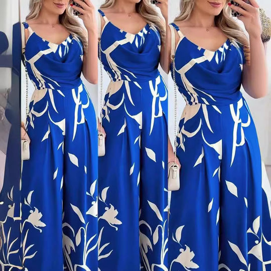 Damen eleganter Jumpsuit mit Casino-Ärmeln und Drapierung R&B