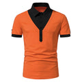 Herren Kurzarm Poloshirt mit V-Ausschnitt und kontrastierendem Kragen
